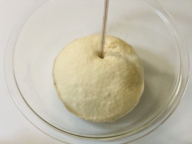 本日のパン72；マロン食パン中種捏ね上げ温度