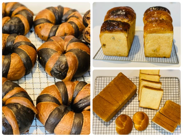 しましまベーグル：3種類のパン